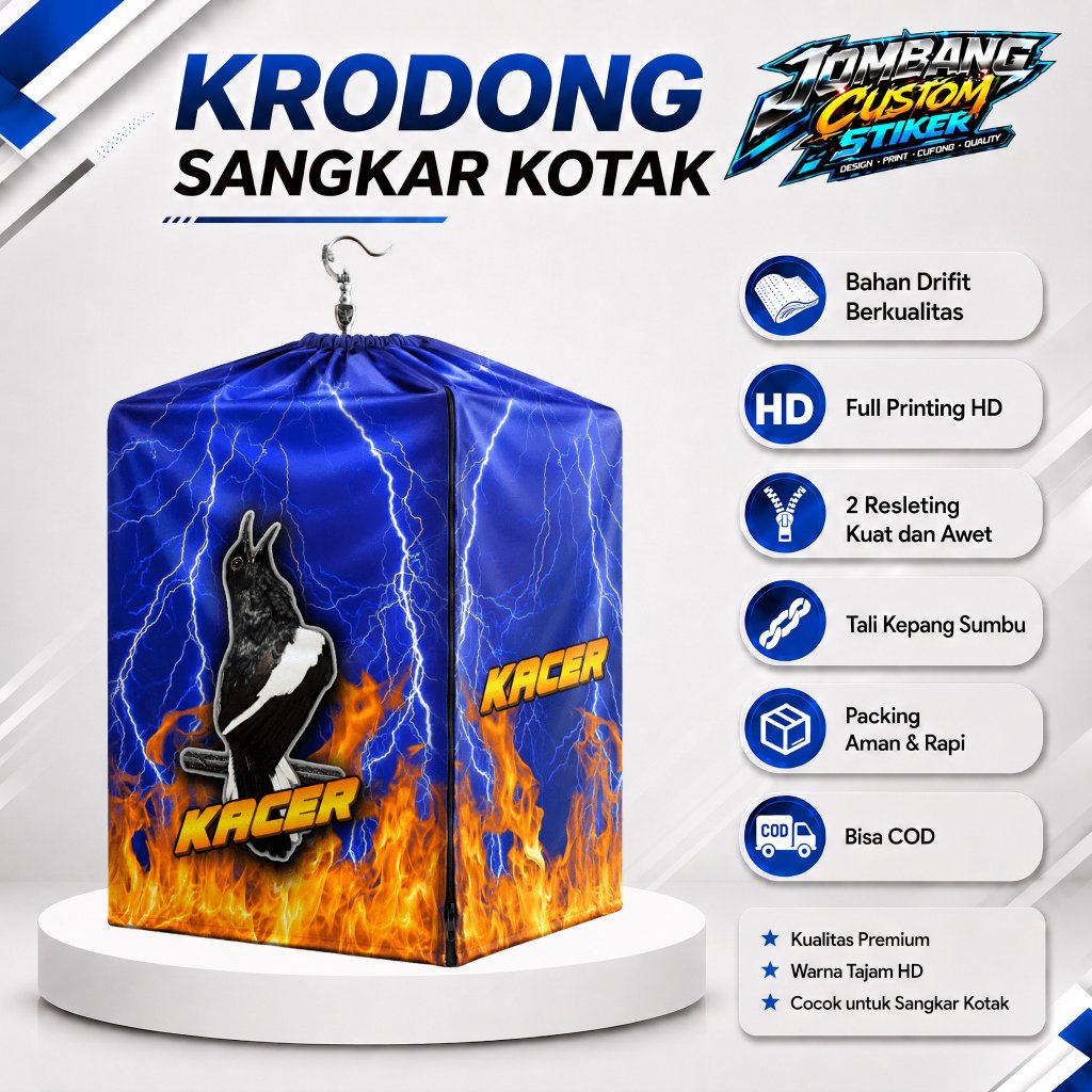 Krodong Sangkar Kotak Kosan Custom Premium | Cover Sangkar | Full Printing HD | Desain Kacer | Jahit