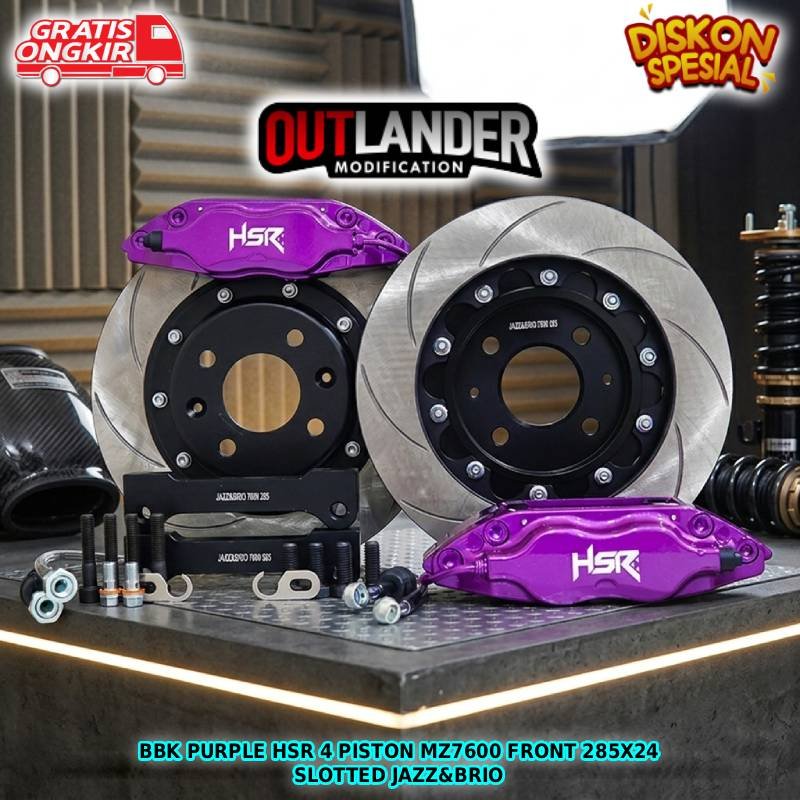 BBK JAZZ,BRIO / BBK PURPLE HSR 4 PISTON MZ7600 FRONT 285X24 SLOTTED JAZZ&BRIO