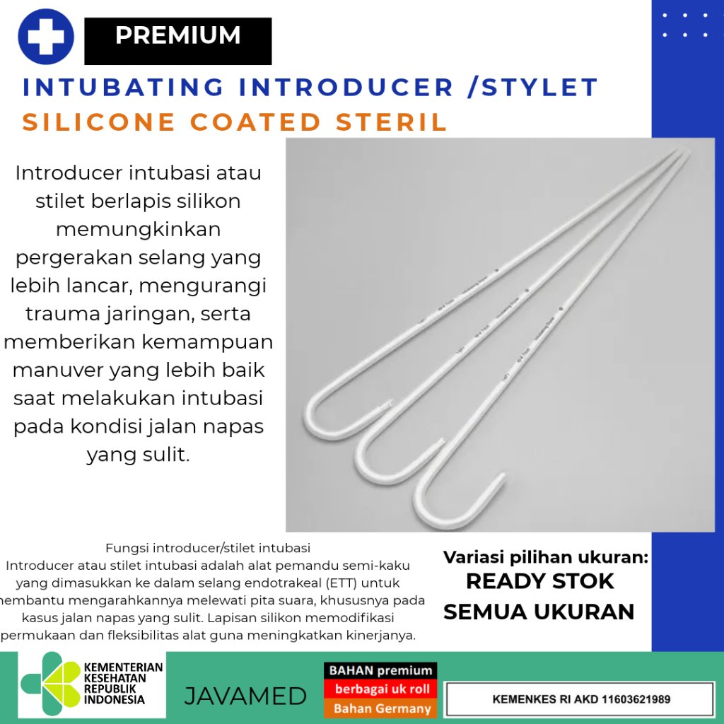 stylet Ett-Tracheal Tube introducer Intubating Stylet SILICONE COATED NO 2,2 (6FR), 3,3(10FR) , 4,7(