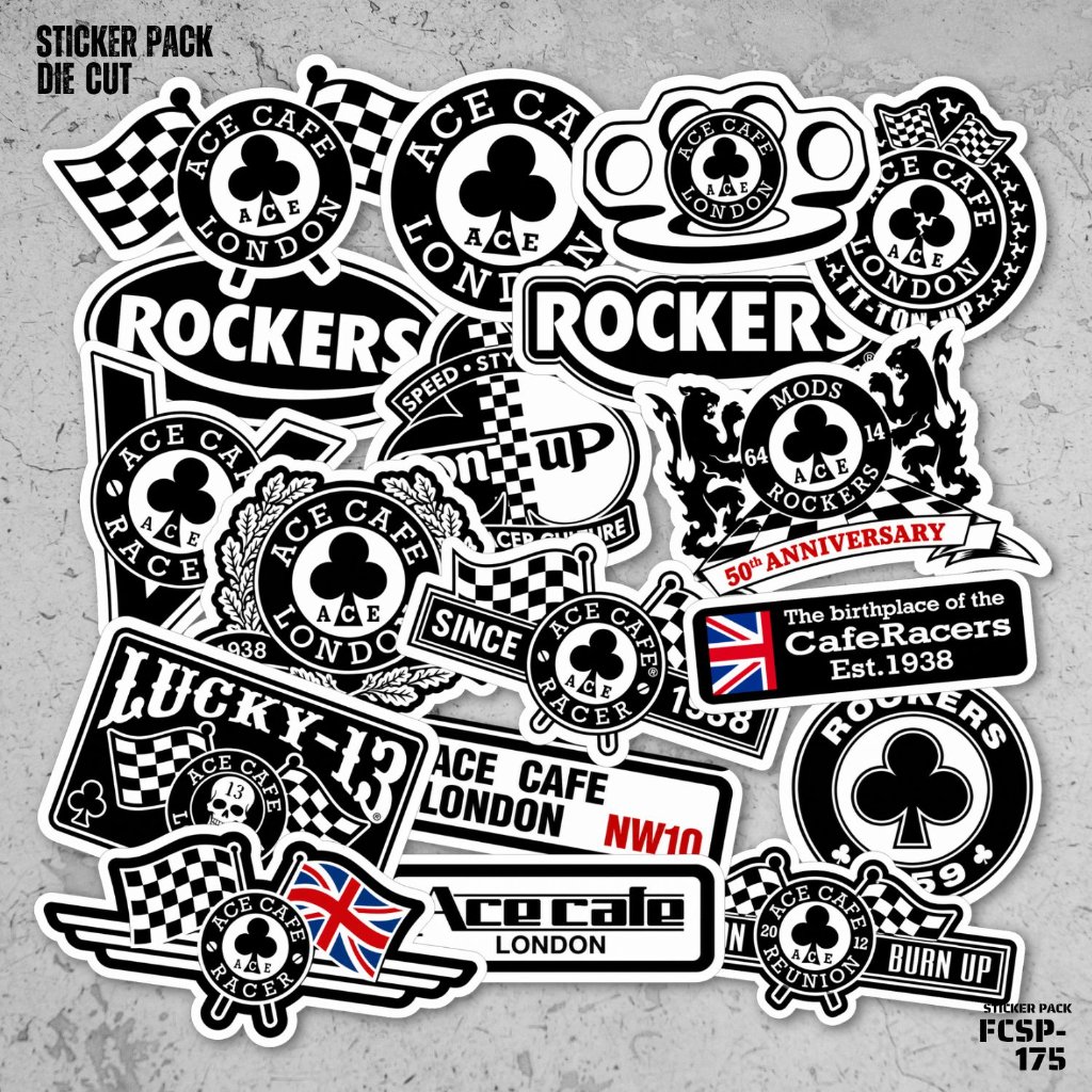 Ace Cafe London Sticker Pack Custom Motorcycles Cafe Racers Stiker Rockers Vinyl Waterproof Die Cut