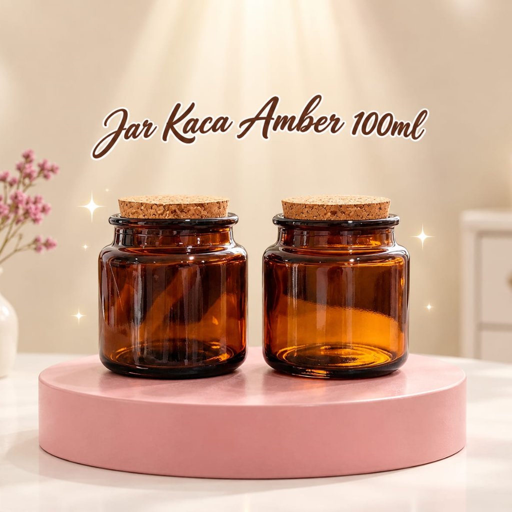 Botol Toples 100gram Wadah Kaca Amber Coklat Glass Cream Jar Pomade Wax 100ml Pot Kosmetik 100 ml