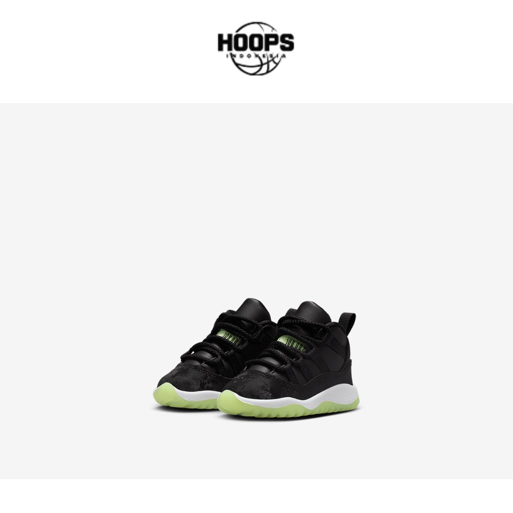 Sepatu Basket Anak Nike Jordan 11 Retro Black Barely Volt Toddler (TD) IB1380-001 Hoops Indonesia
