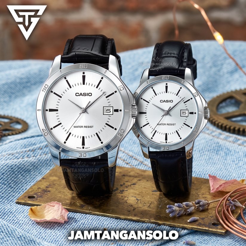 CASIO ORIGINAL MTP LTP V004L 7AUDF COUPLE - Jam Tangan Pria Wanita Analog Tanggal Kulit Leather Kale