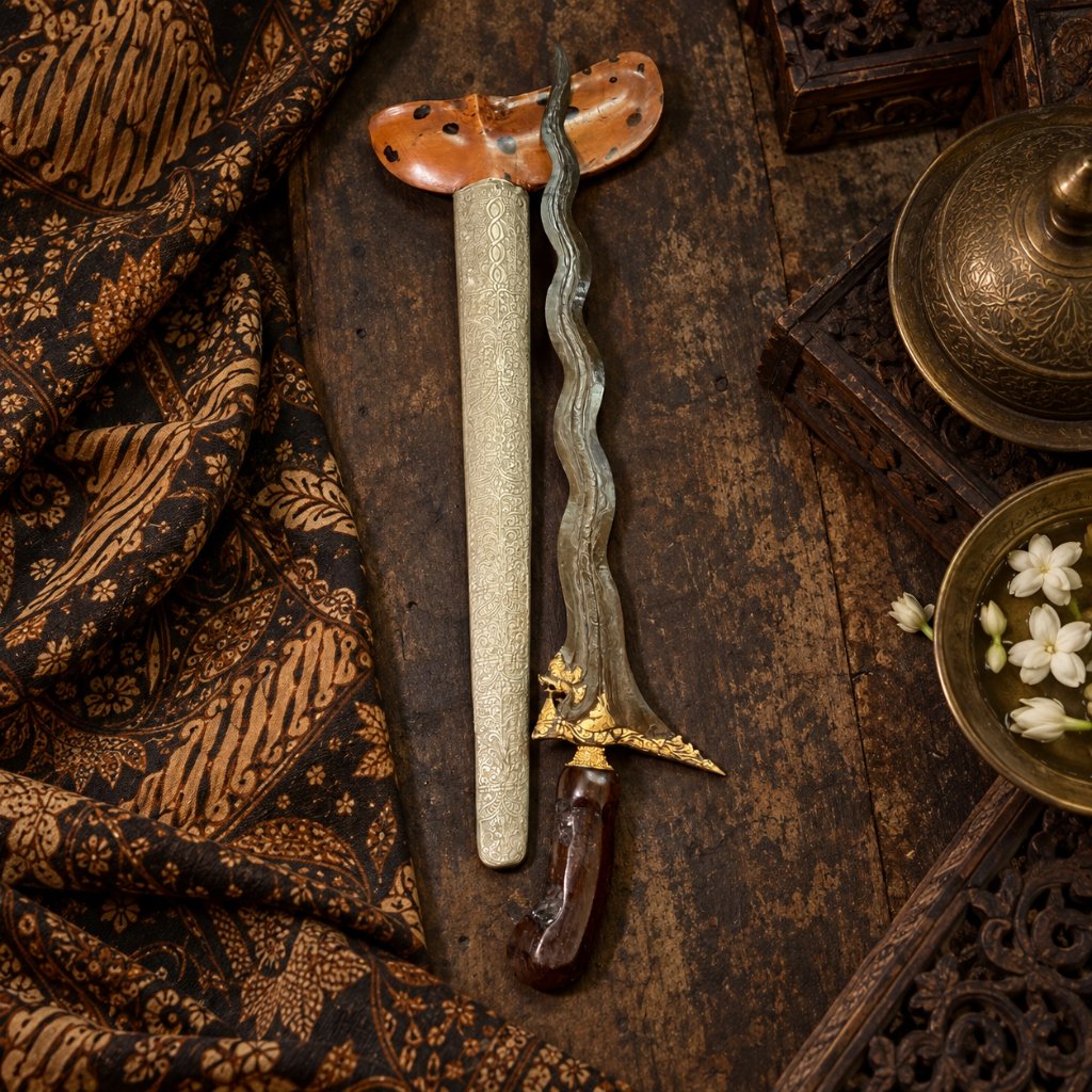 Keris Nogo Sosro Pamor Wahyu Tumurun Era Mataram Sultan Agung Kinatah Emas