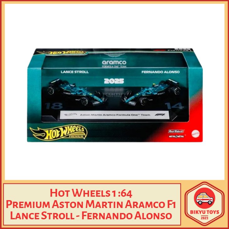 Hot Wheels 1:64 Premium Aston Martin Aramco F1 Lance Stroll - Fernando Alonso Hotwheels