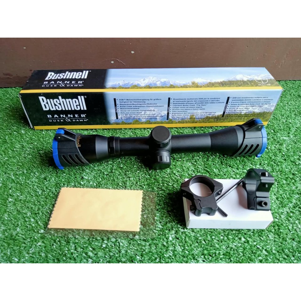 Telescop Bushnell 4x32 - Bushnell ringan tutup flip - Fix Zoom 4x