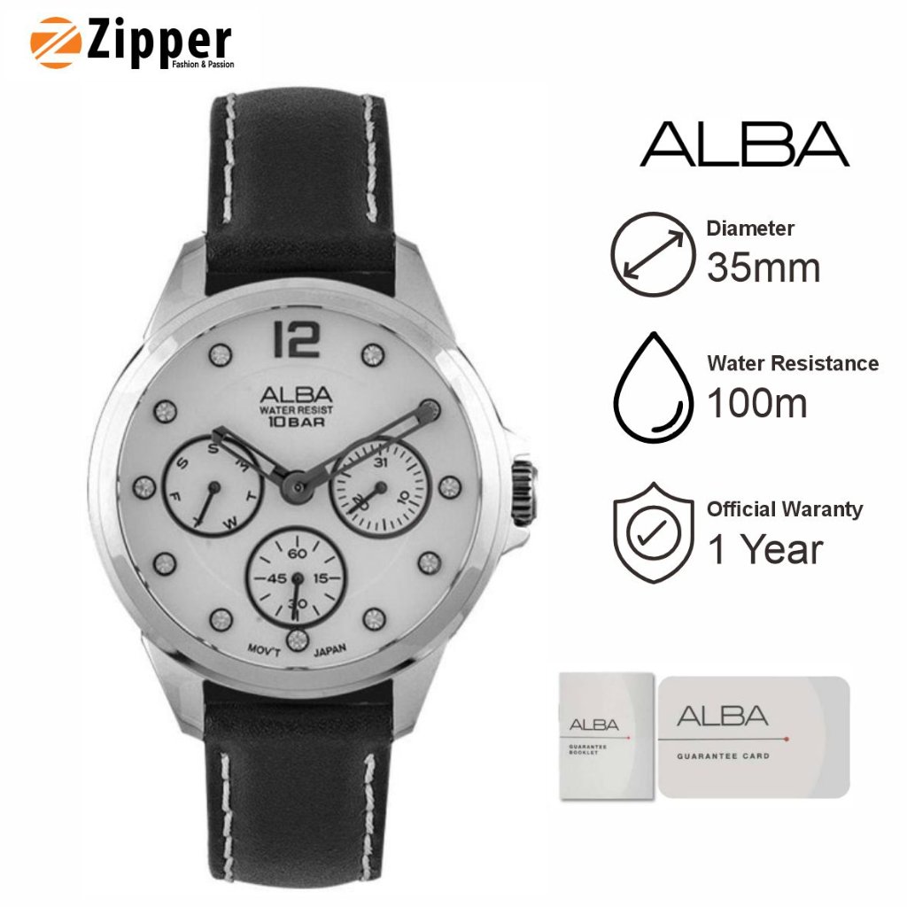 Jam Tangan Wanita ALBA AP6639 Tali Strap Kulit Original Garansi Resmi