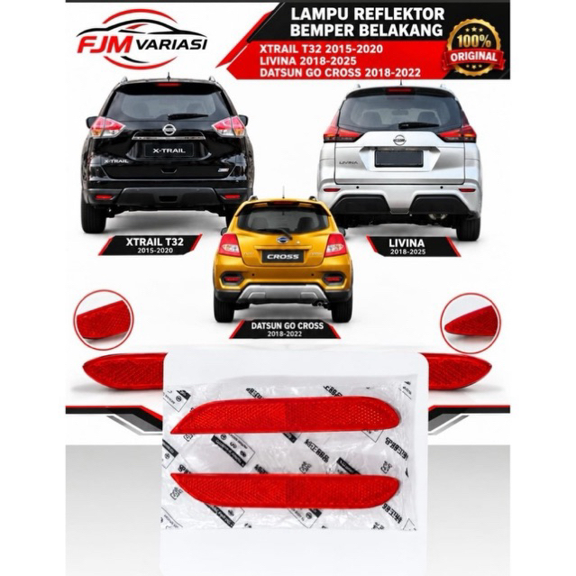 REFLEKTOR LAMPU BEMPER BUMPER BELAKANG SEMUA MOBIL TOYOTA NISSAN GRAND LIVINA XTRAIL T320 DATSUN GO 