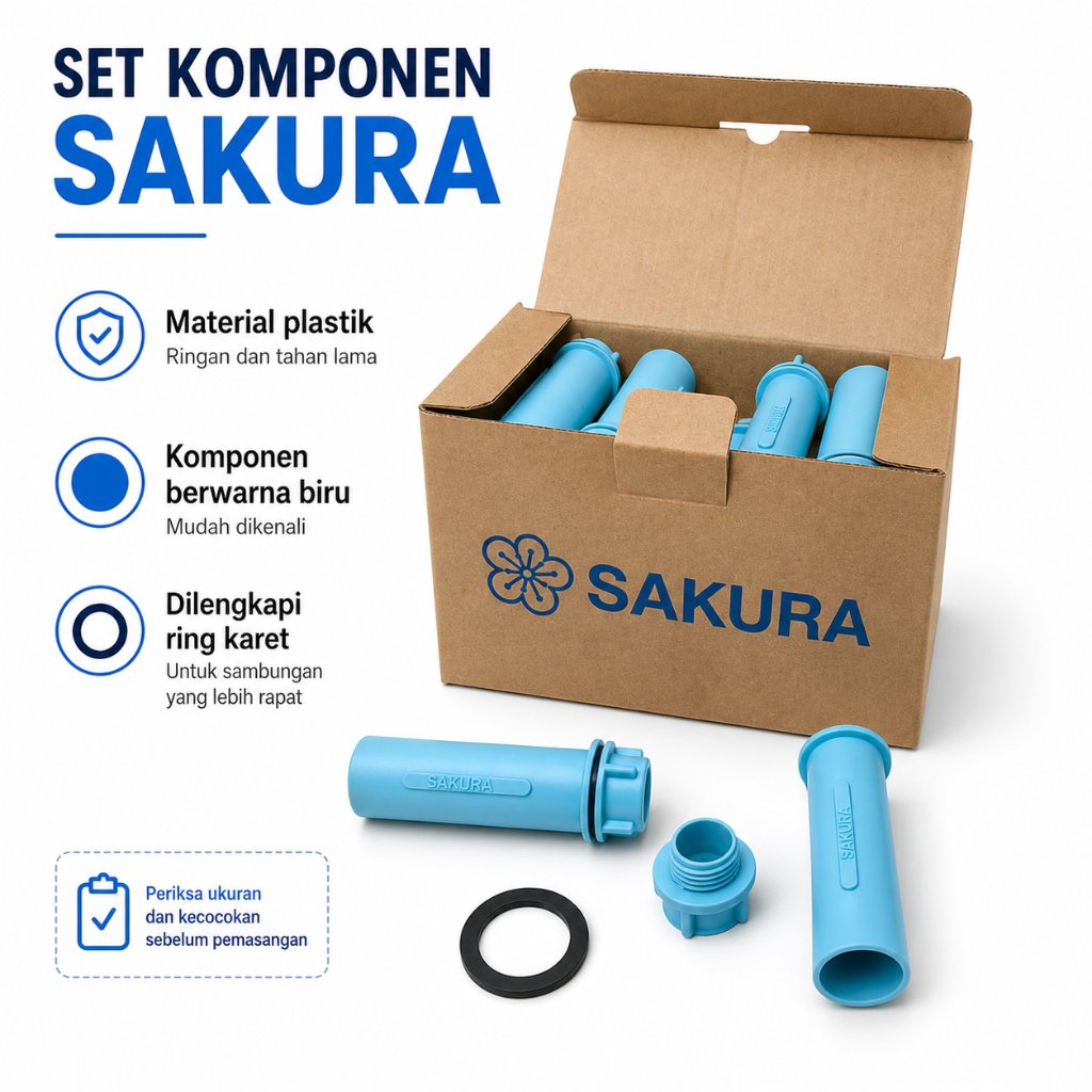 (24pcs) SAKURA Tutup Sumpelan Pembuangan Sumpetan Bak Mandi 1 Inch PVC Biru Bulat