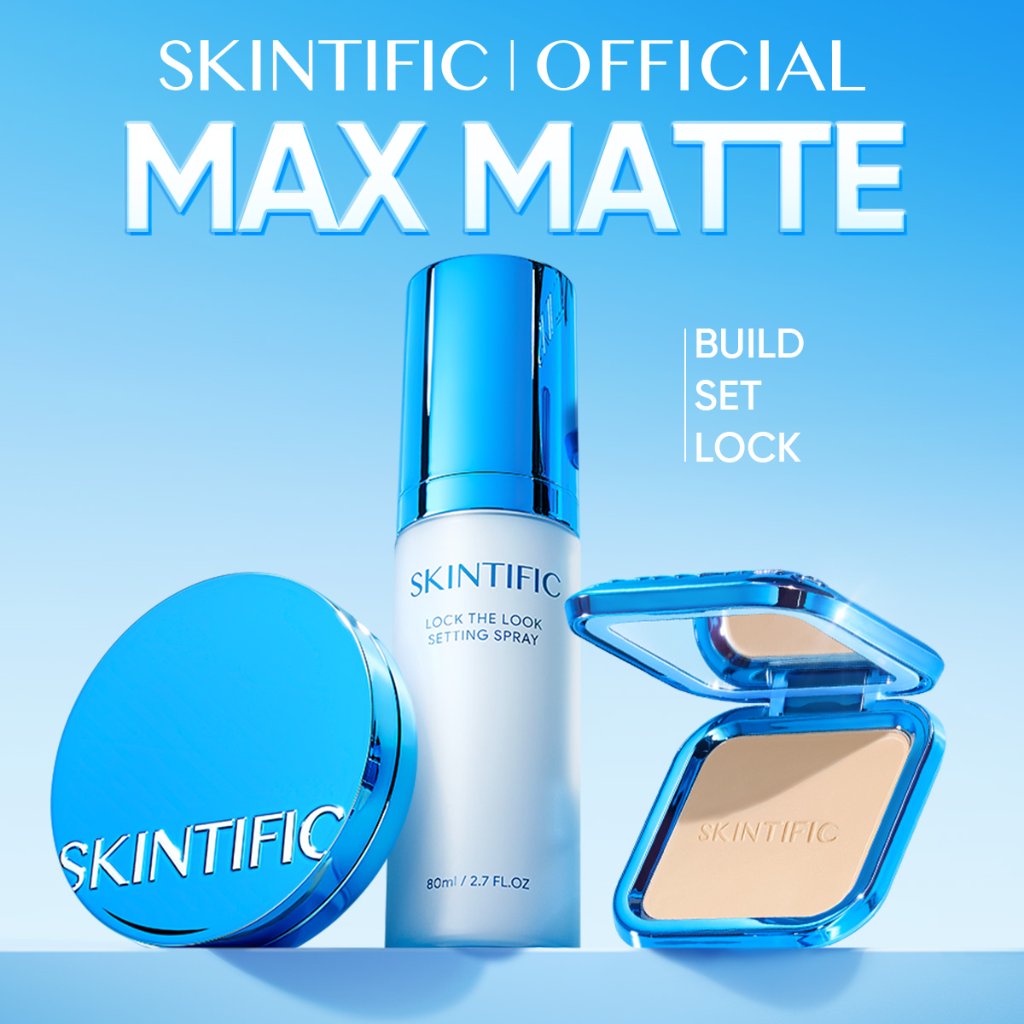 SKINTIFIC - 3PCS Paket 16H MAX MATTE Makeup Set | Perfect Stay Velvet Matte Cushion 11ml + Ultra Cov