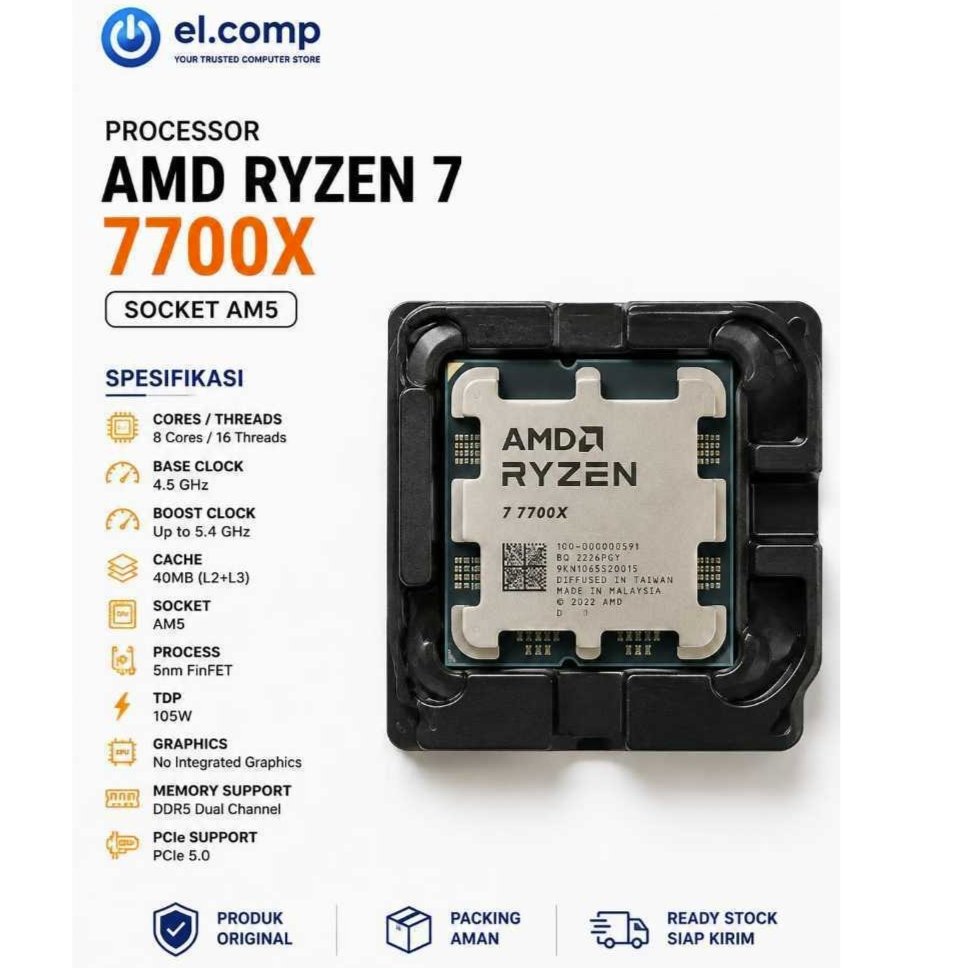 PROCESSOR AMD RYZEN 7 7700X TRAY SOCKET AM5