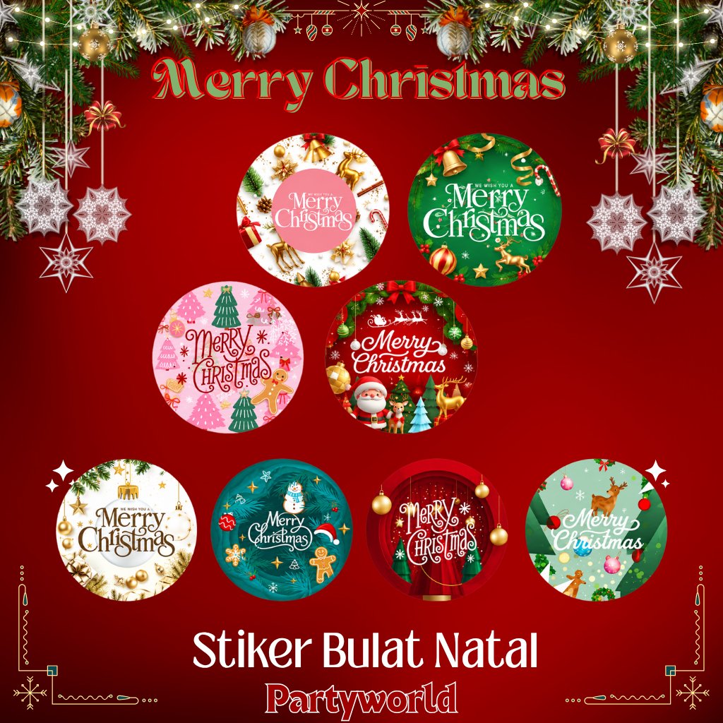 [1pcs] Stiker Natal Merry Christmas | Stiker Bulat Stiker Kemasan Parcel | Stiker Plastik Cookies Na