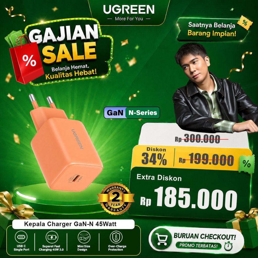 UGREEN GaN N Kepala Charger For iPhone 17 Series Fast Charging 30w 40w 45w