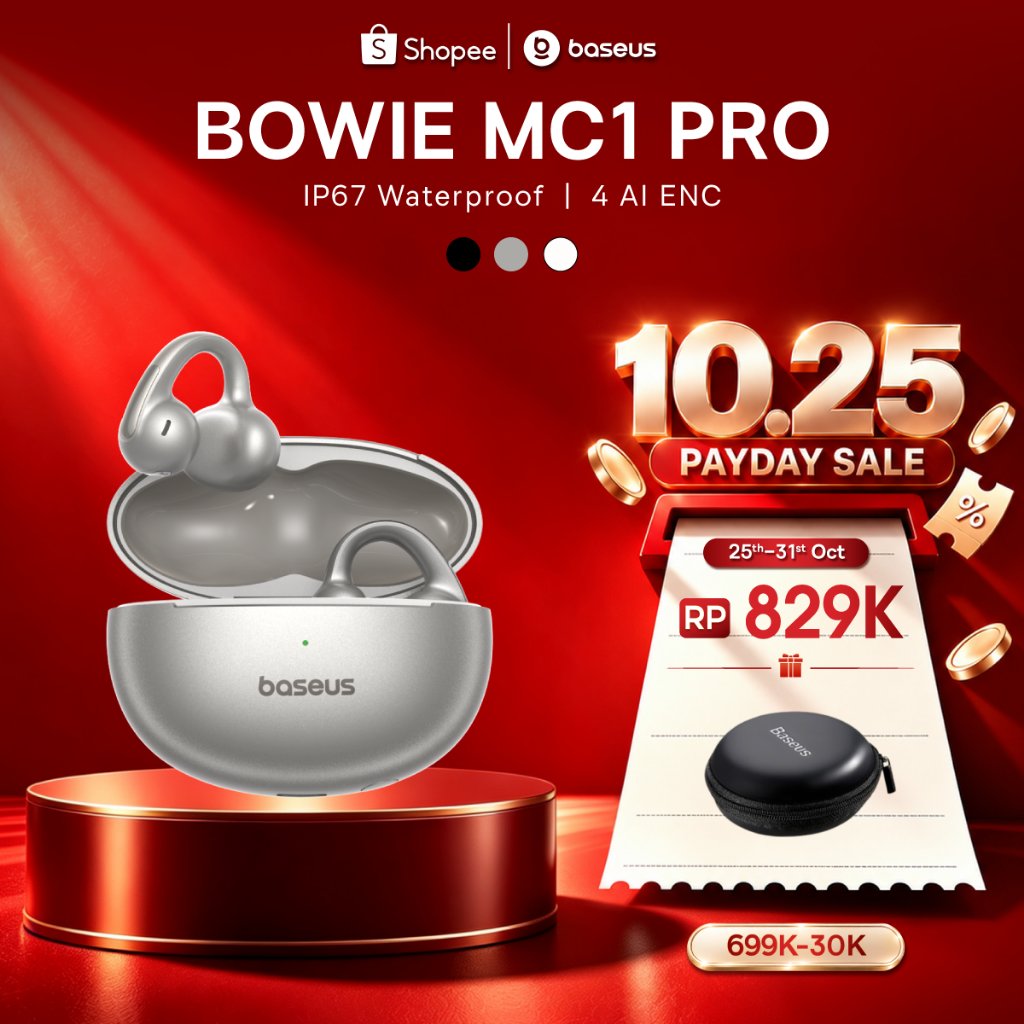 Baseus Bowie MC1 Pro Open Ear TWS Hi-Res LDAC Earbuds Sport Work Headset Anting Bluetooth OWS Super 