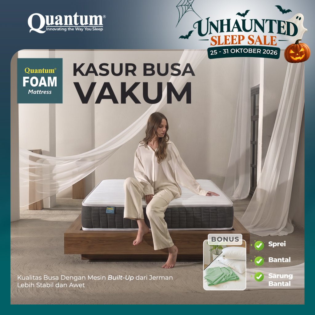 Quantum Kasur Busa Vakum Bonus Sprei & Bantal [FREE ONGKIR JAWA BALI]