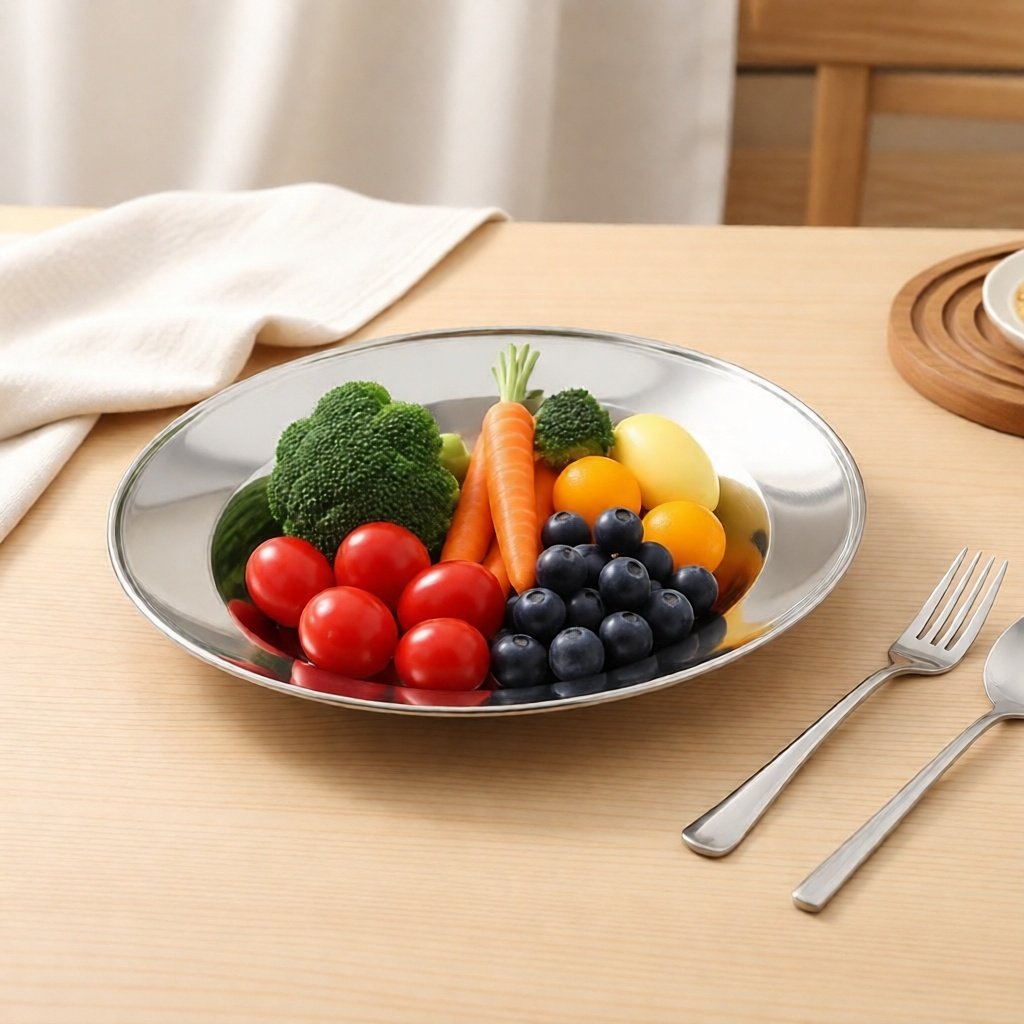 12 PCS  Piring Makan Stainless 1 Lusin 22 cm / Piring Makan Bahan Tebal