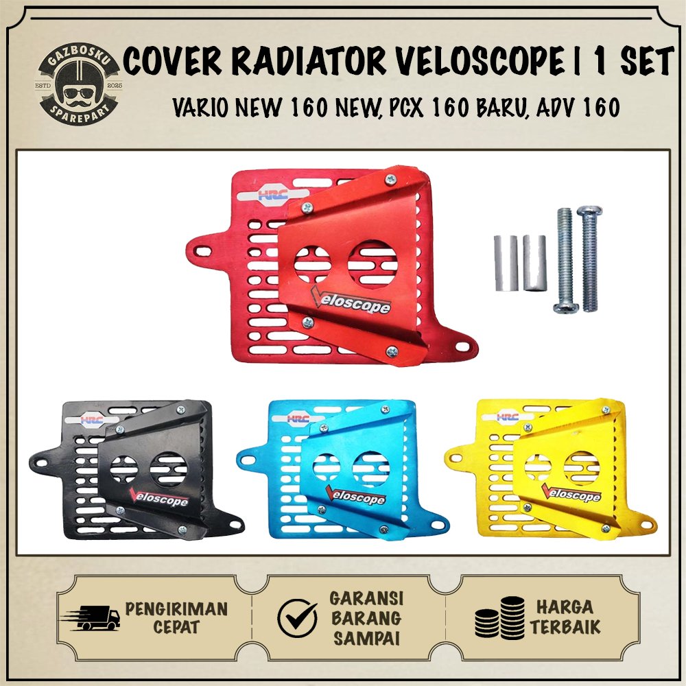 Cover Radiator Veloscope PCX 160 Baru & ADV & Vario New Airscope Garis Variasi Alumunium Motif Baut 