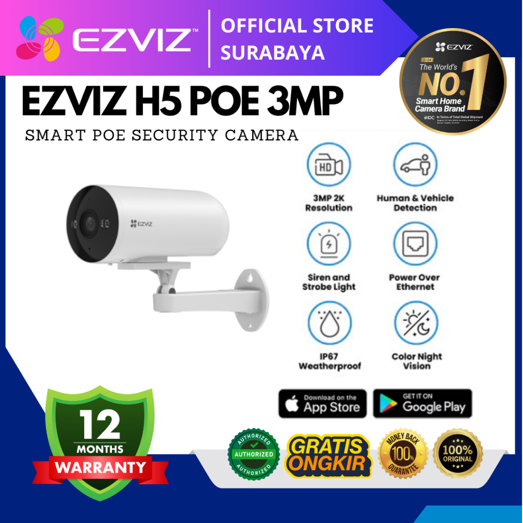 EZVIZ H5 POE 3MP Smart Poe Security Camera