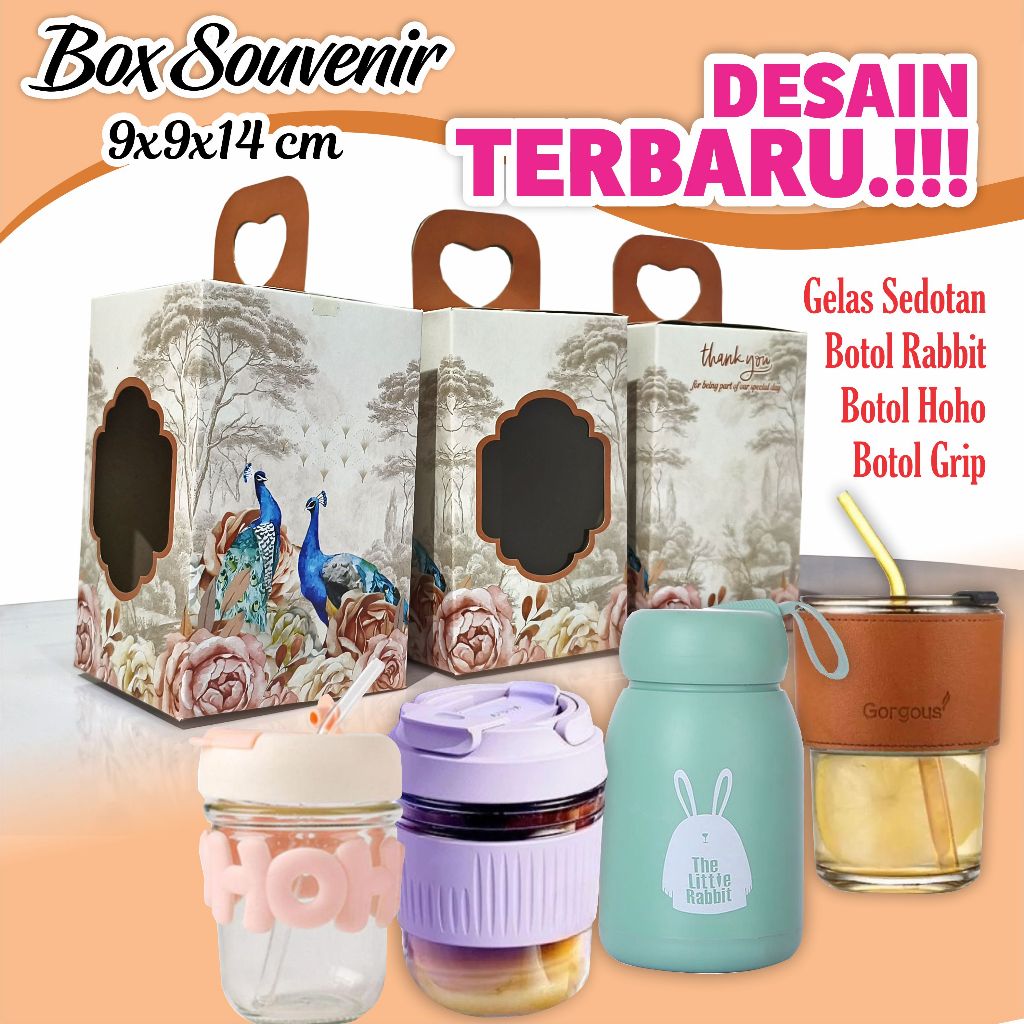 

Paper Box 9x9x14cm Kemasan Souvenir Dus Gelas Sedotan Botol Rabbit