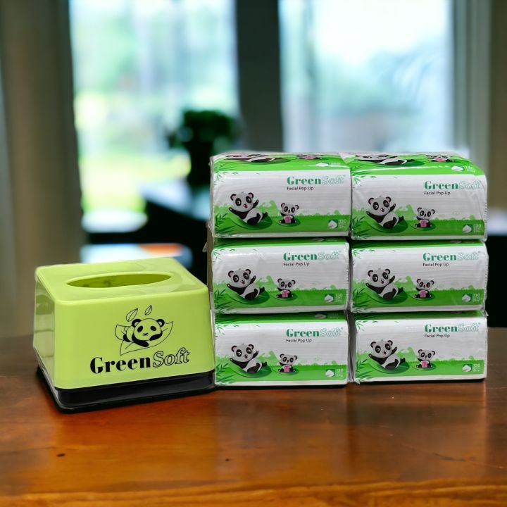 [1 PAKET ISI 6] Tissue Green Soft Facial Pop Up - Tisu Kotak Kecil Isi 6 Free Kotak Tissue