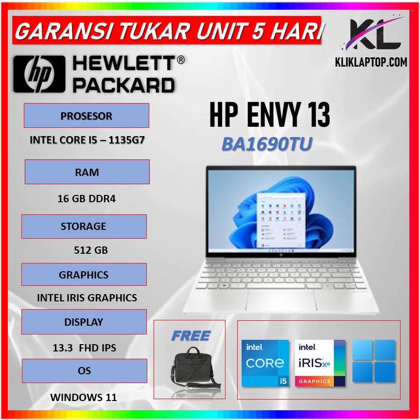 Hp Envy 13 i5 1135G7 16GB 512GB Windows 11 13.3 Full HD Ips