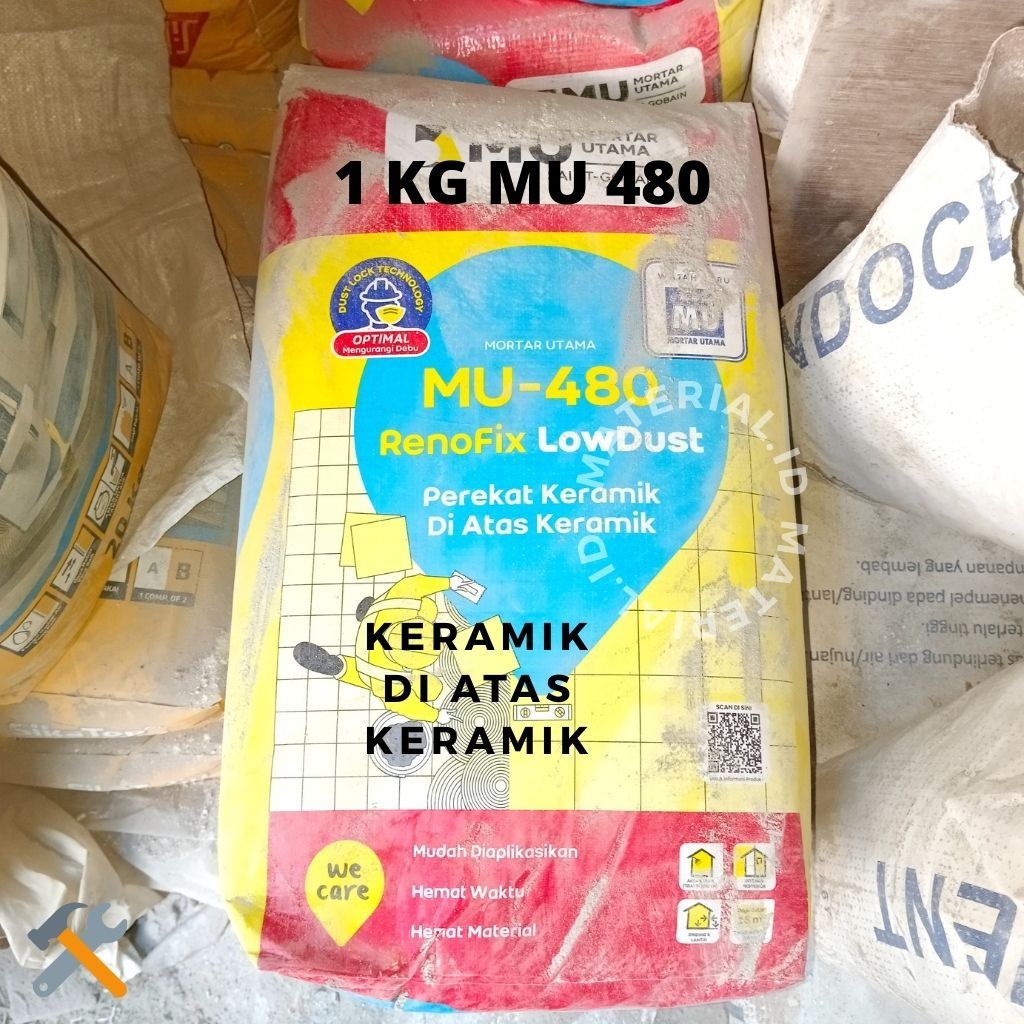 1 KG MU 480 Ecer Semen Instant Keramik Di atas Keramik Tile on Tile Pasir Pasang Keramik Ecer Termur