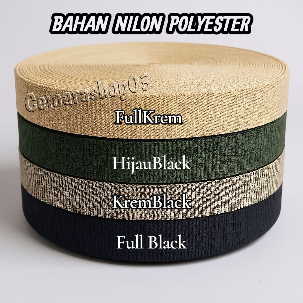 TALI GESPER NILON KANVAS 3.8CM 1 ROLL 30YARD POLYESTER PP IKAT PINGGANG SABUK BISBAN WEBBING