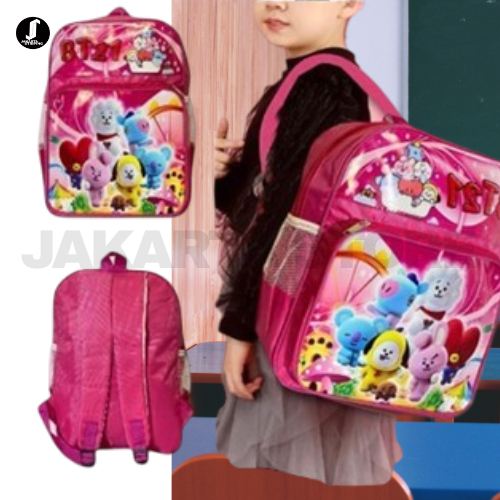 Tas Ransel Anak Cewek TK Sekolah Import Premium Kualitas Gambar Karakter BT21
