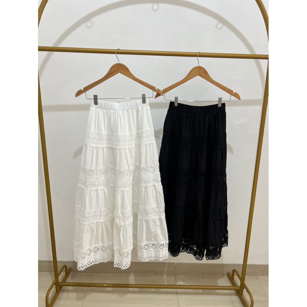 SL272 | ROK MAXI KATUN BOLONG IMPORT BANGKOK | ROK PANJANG KATUN BOLONG | SKIRT KARBOL