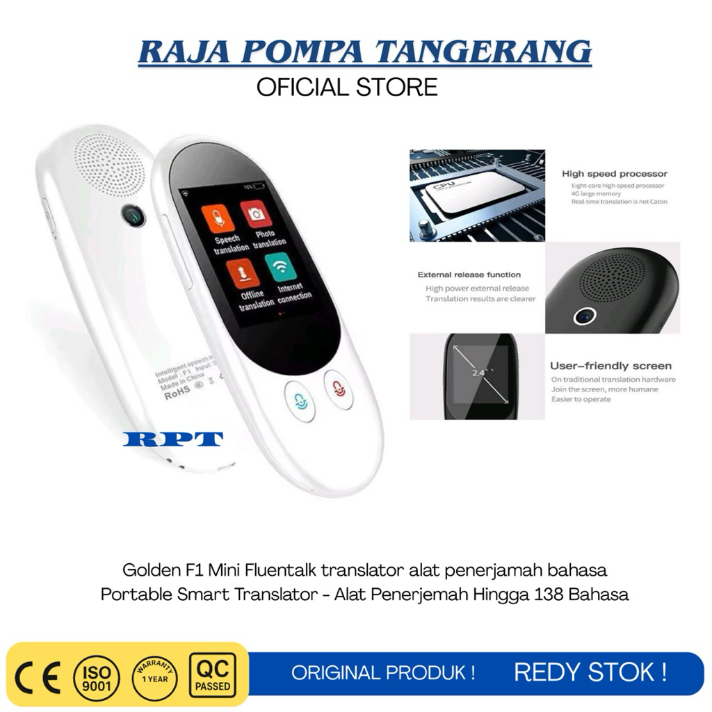 Golden F1 Mini Fluentalk translator alat penerjamah bahasa Portable Smart Translator - Alat Penerjem