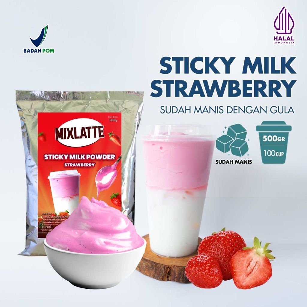 

Sticky Milk Powder Drink JPS Bubuk Minuman Rasa Strawberry 500 Gr