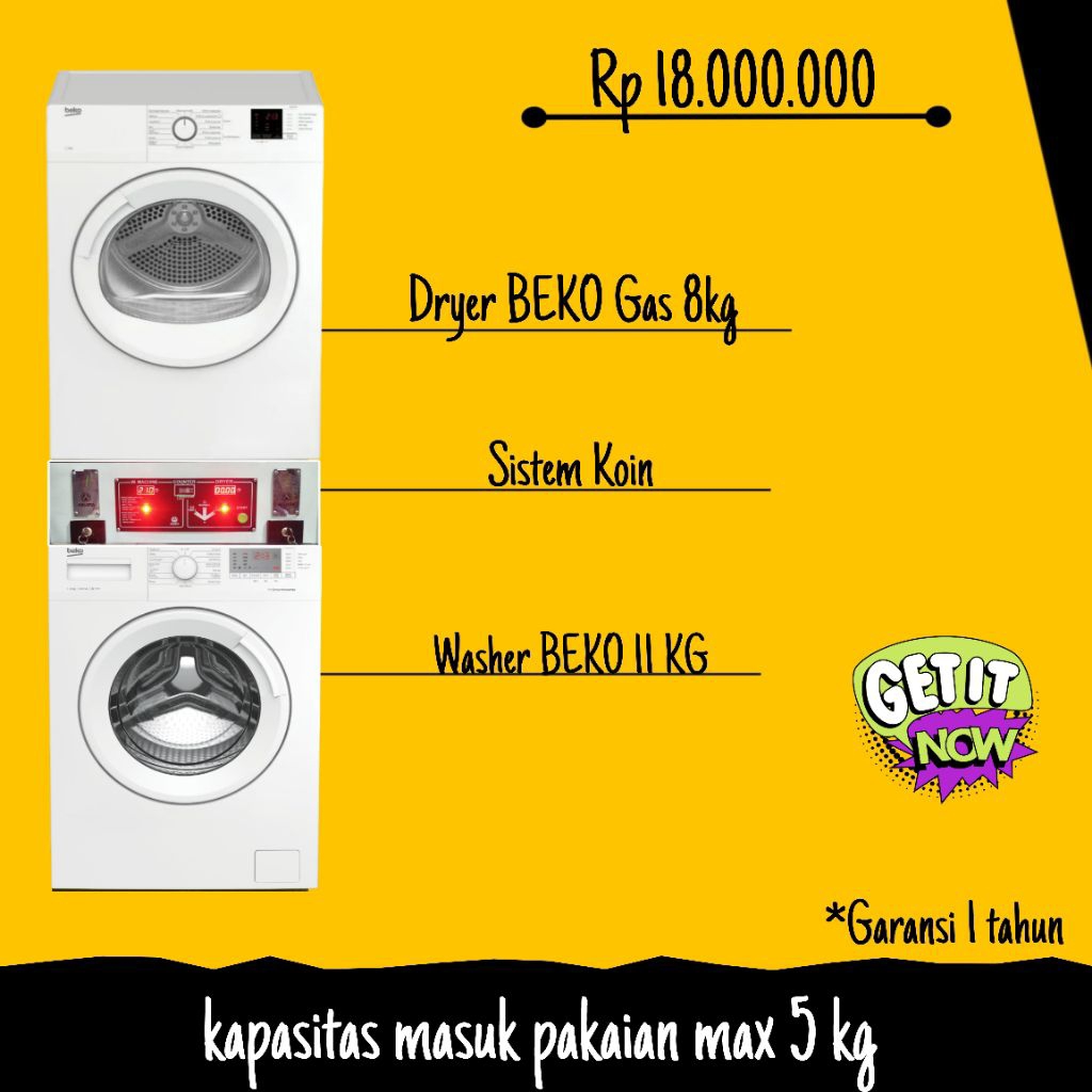 Mesin Laundry Sistem Koin merk BEKO