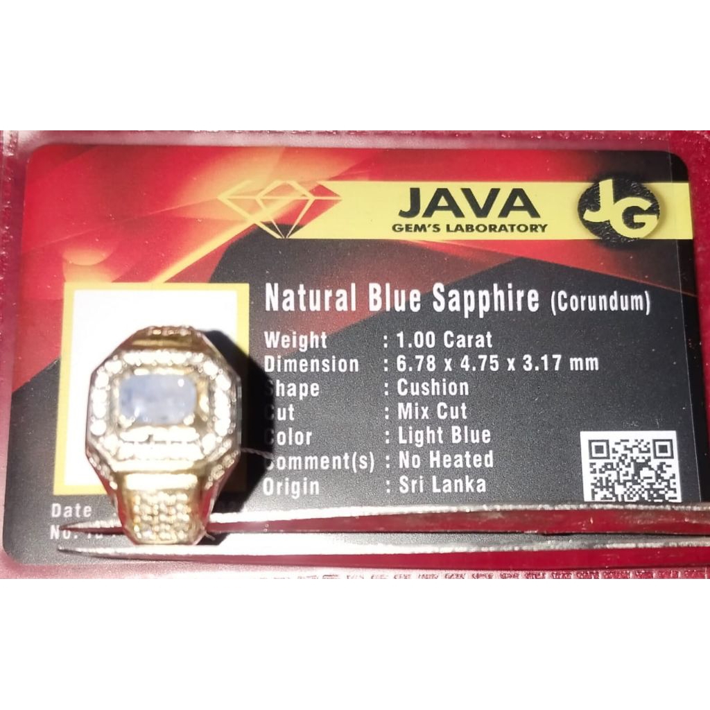 Natural Blue Sapphire Srilanka Ceylon 1,00 Crt + Memo
