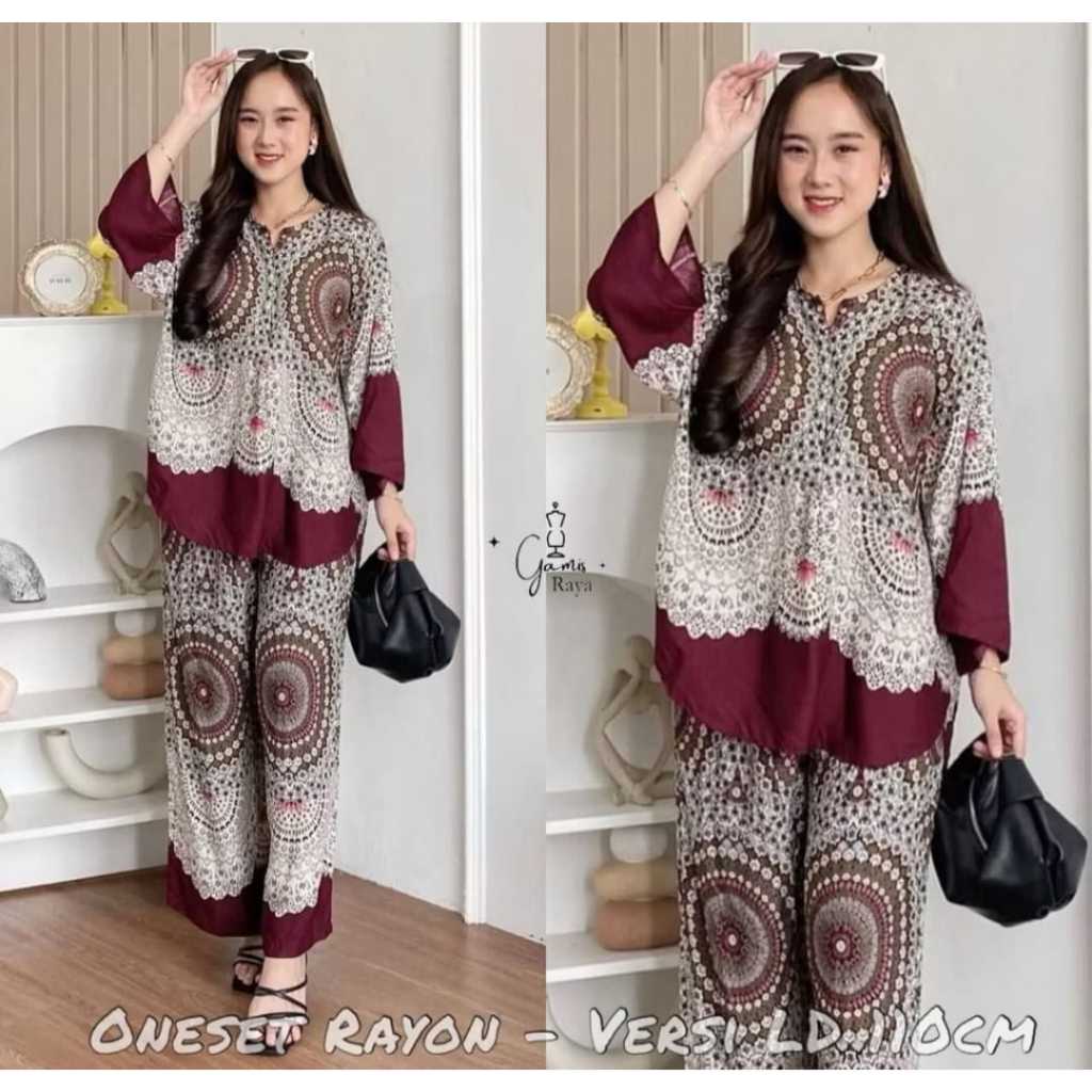 Sesha Set Rayon Premium Viscose - One Set Piyama Rayon Viscose Premium Kekinian