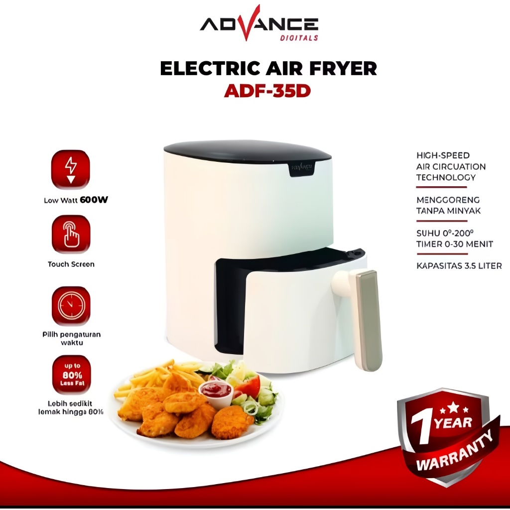 Advance ADF-35D 3.5L Digital Air Fryer Penggorengan Tanpa Minyak Hemat Listrik
