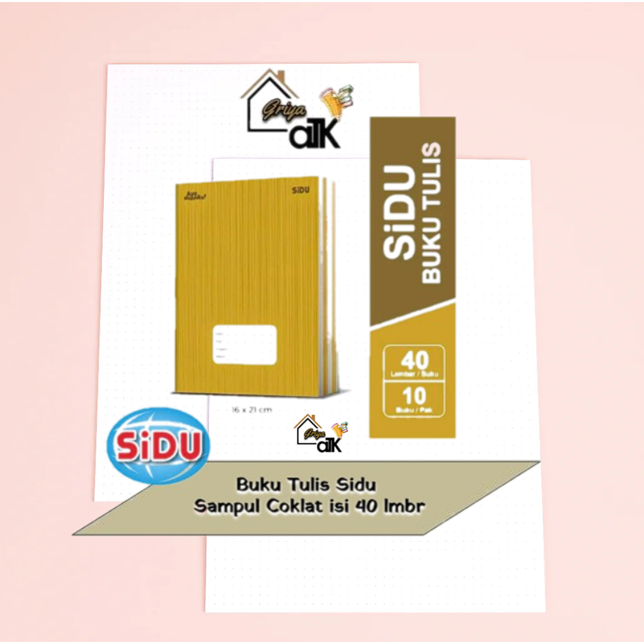 

SIDU BUKU TULIS SAMPUL COKLAT 40 LEMBAR (1 PACK) ISI 10 PCS
