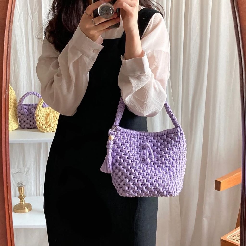 (FREE STRAP BAG) Tas Macrame Mini / Macrame Mini Bag / Tas lucu / Tas macrame