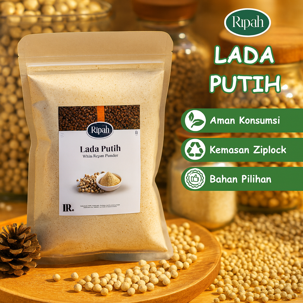

40gr Merica Lada Putih Bubuk Ground White Pepper 100% Ripah Rempah PREMIUM QUALITY
