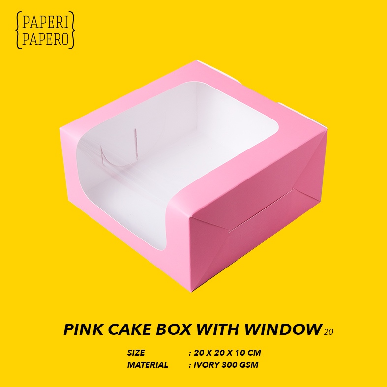 

Pink Cake Box w/ Window (20 x 20 x 10 cm) - Kotak Packaging Kue Jendela Merah Muda / Merah Jambu (5 pcs)