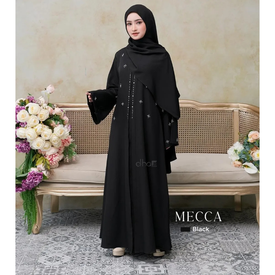 New Mecca Abaya ( Exclusive ) Baju Abaya Muslimah Tampa hijab Matt Ceruty Babydoll Full Furing Aplik