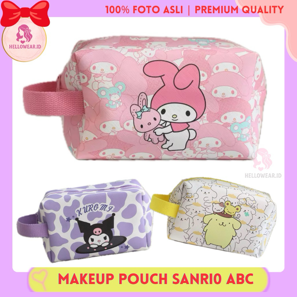 

Makeup Pouch Sanri0 ABC Kuromi Tas Kosmetik Melody Cinamoroll Tempat Pensil Travel Kit Serbaguna