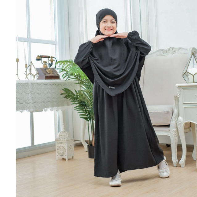 Alhudayakonfeksi-Gamis anak perempuan Fatimah Set by Zahra.Kids / Gamis Perempuan Syar'i untuk umur 