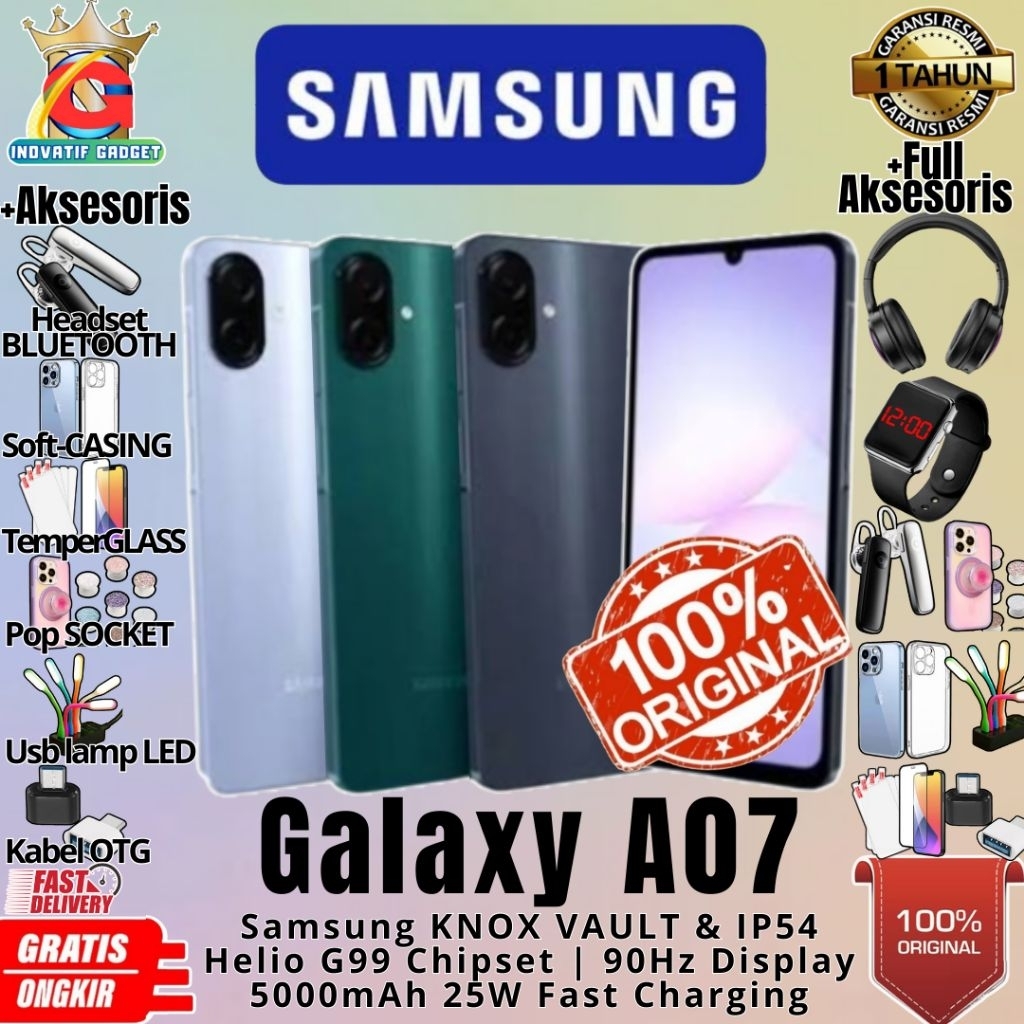 HP BARU SAMSUNG A07 8/256GB & 6/128GB & 4/128GB & 4/64GB RAM UPTO 16GB Helio G99 Chipset Gaming GARA