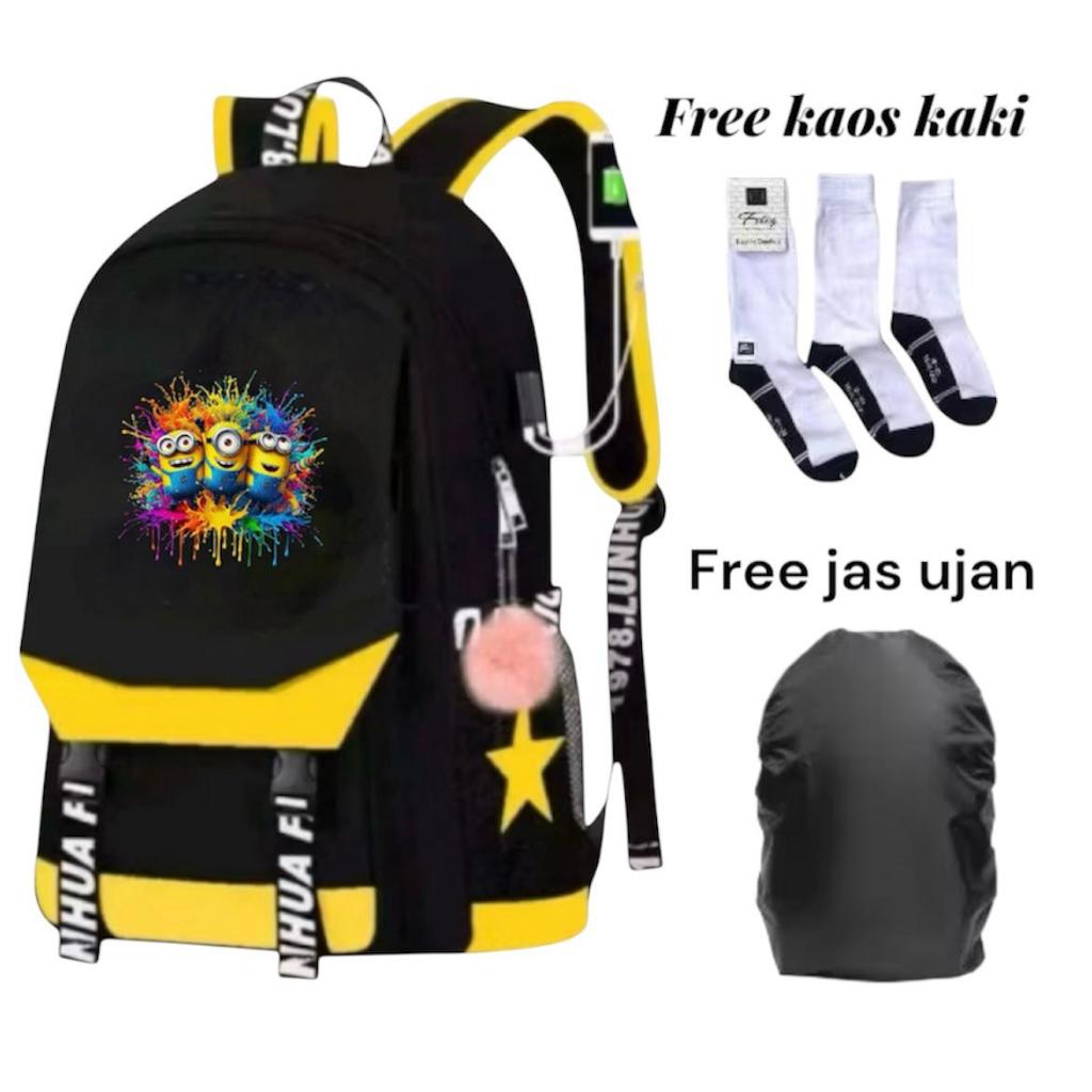 TAS SEKOLAH ANAK SD LAKI LAKI PEREMPUAN MINION TAS RANSEL SEKOLAH ANAK BONUS BANYAK
