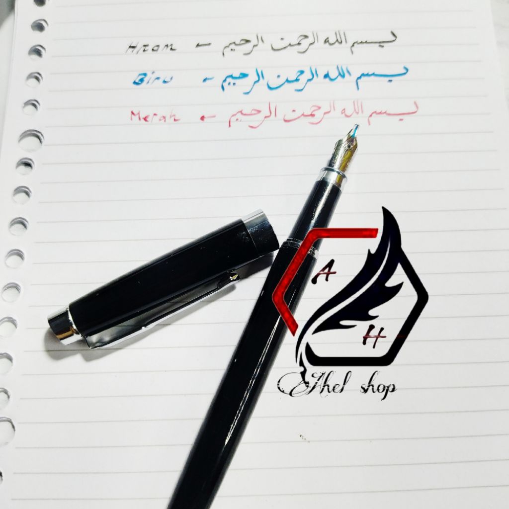 

Kalam kaligrafi arab nib 1,5mm potong miring satu set tinta MasahInk