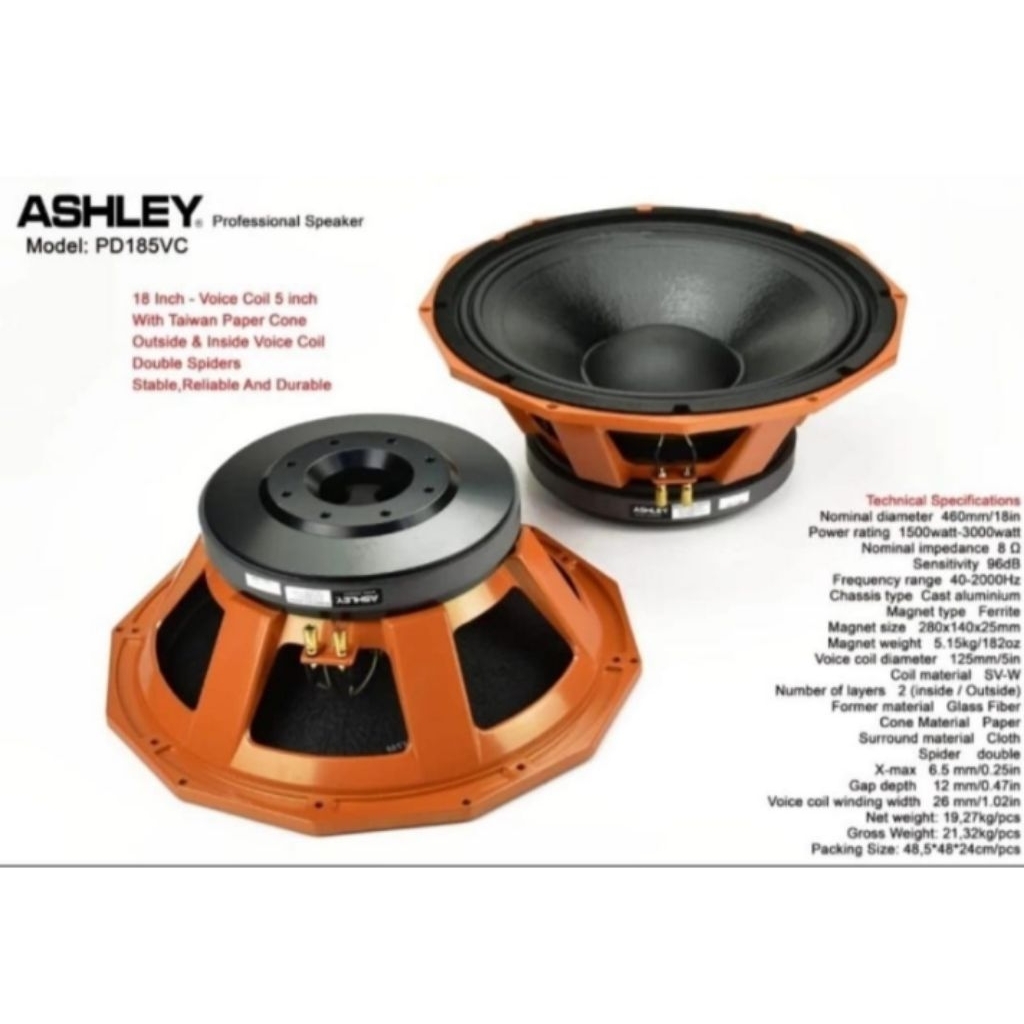 Speaker Component Ashley PD 185VC 18 inch Original Ashley PD185VC