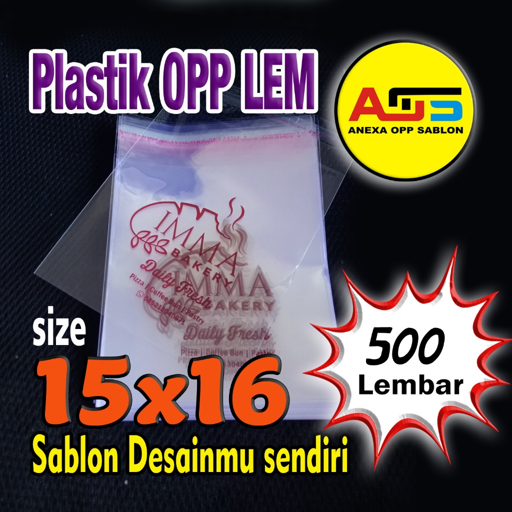 

Plastik OPP 15x16 Tebal, kemasan Roti/Bakery Sablon Custom