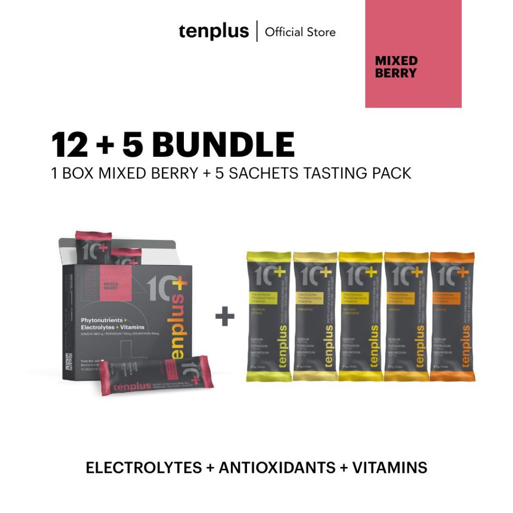 

TENPLUS Hypotonic Electrolyte Drink Mix Mixed Berry + 5 Sachets Tasting Pack