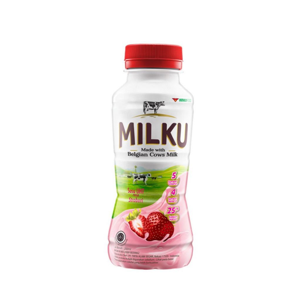 

Milku Susu UHT Cair Stroberi Botol 200 ml