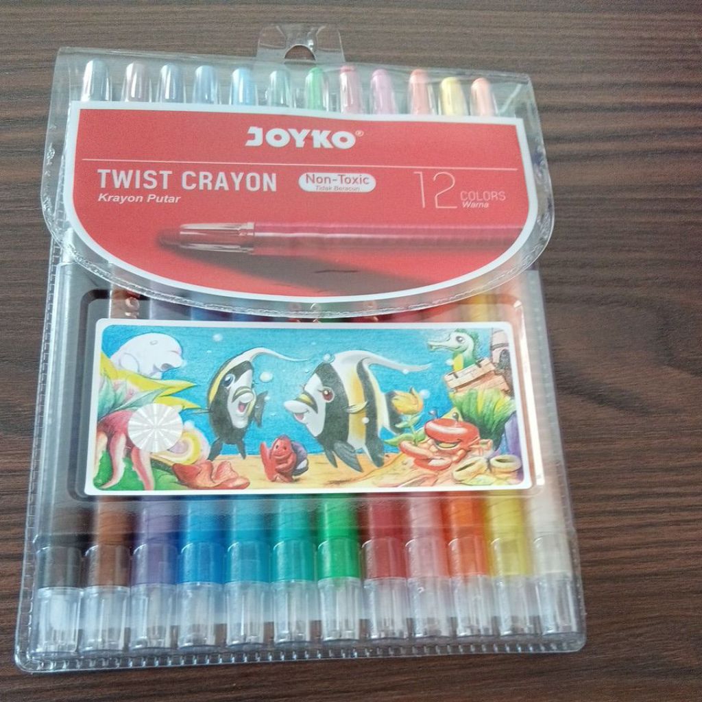 

twist crayon non toxic 12 warna( krayon putar)